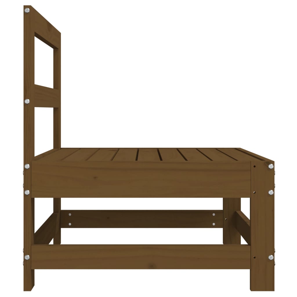 Honey Brown Solid Pine Garden Middle Sofas Set - 2 Pcs