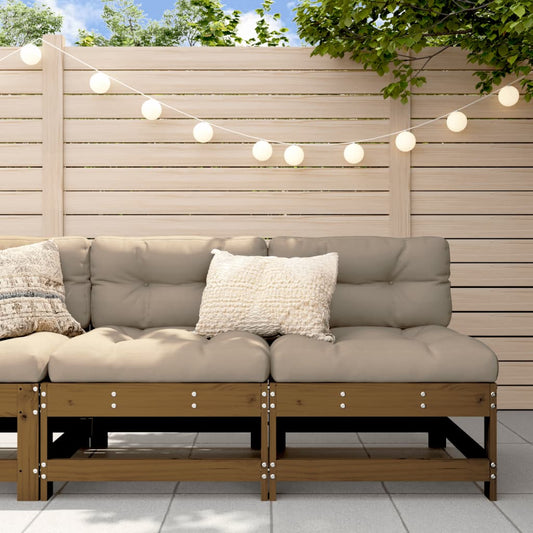 Honey Brown Solid Pine Garden Middle Sofas Set - 2 Pcs