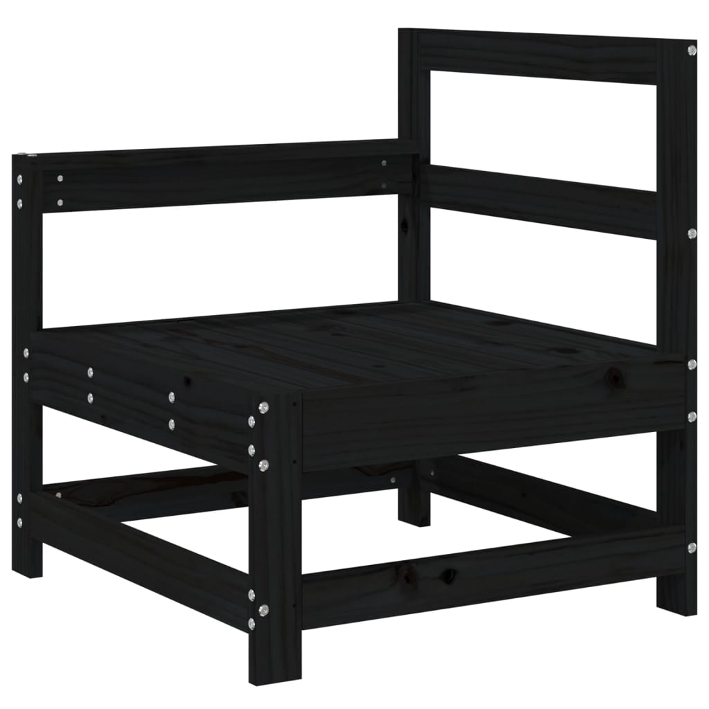 Elegant 3-Piece Black Solid Pine Wood Garden Lounge Set