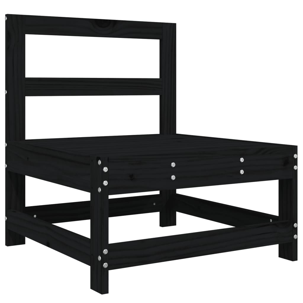 Elegant 3-Piece Black Solid Pine Wood Garden Lounge Set
