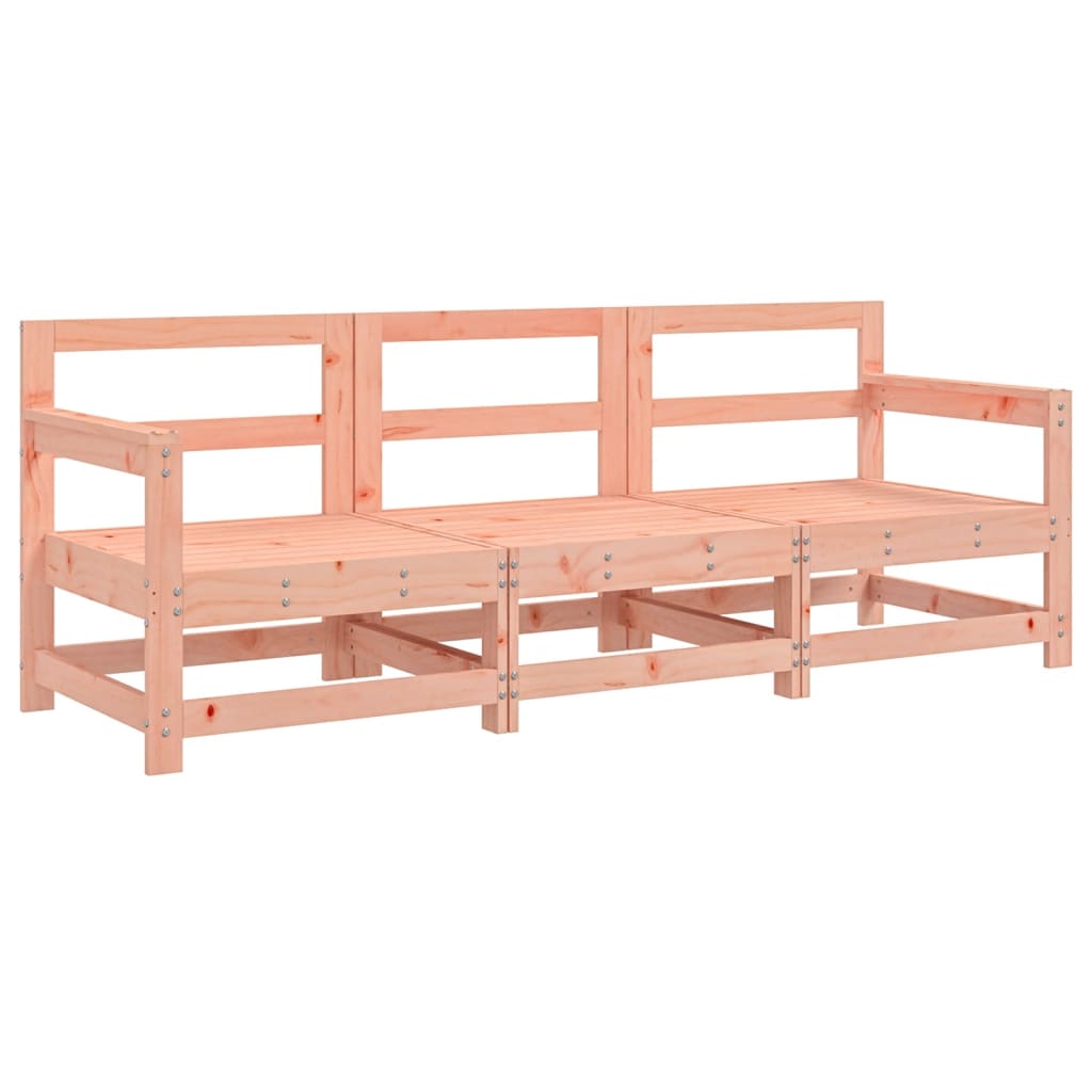 Douglas Solid Wood 3-Piece Garden Lounge Set - Natural Finish