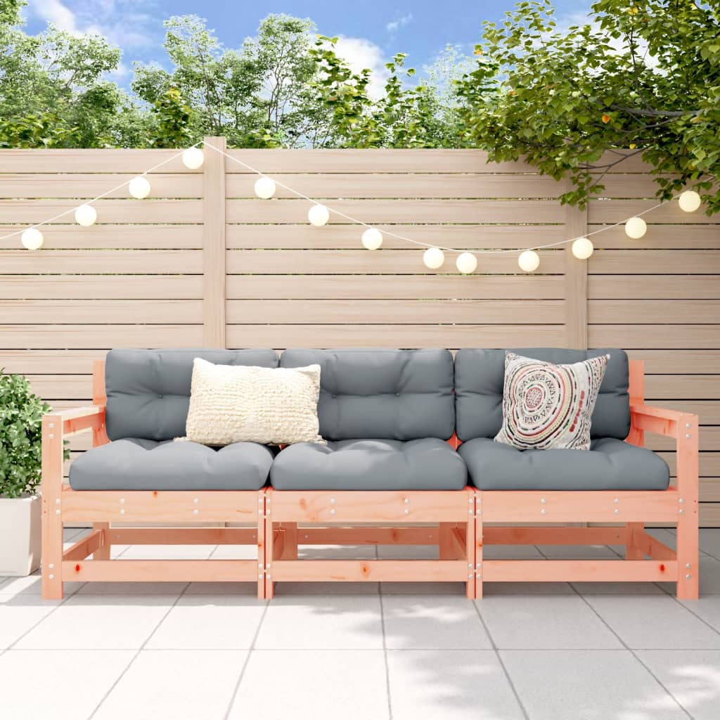 Douglas Solid Wood 3-Piece Garden Lounge Set - Natural Finish