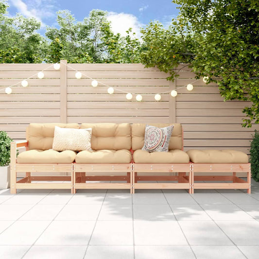 4-Piece Solid Pine Wood Garden Lounge Set - Stylish & Durable