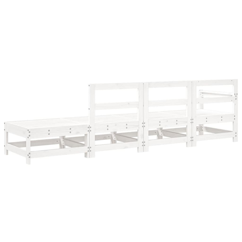Elegant 4-Piece White Solid Pine Garden Lounge Set