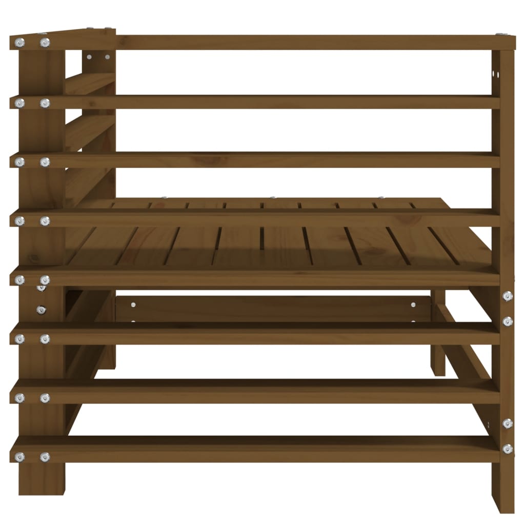 Honey Brown Solid Wood Pine Garden Corner Sofa