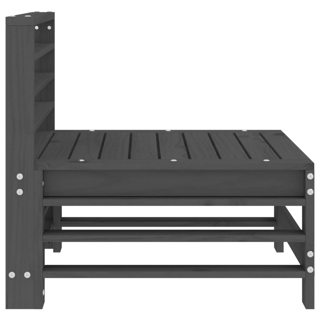 Solid Wood Pine Garden Middle Sofa - Grey Finish