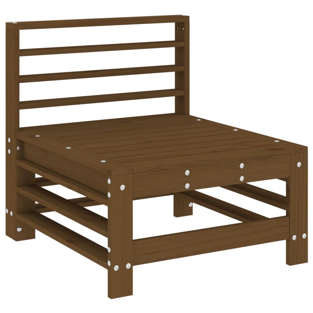 Solid Wood Pine Garden Middle Sofa - Honey Brown Finish