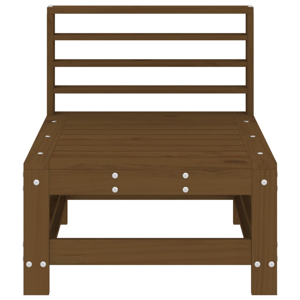 Solid Wood Pine Garden Middle Sofa - Honey Brown Finish