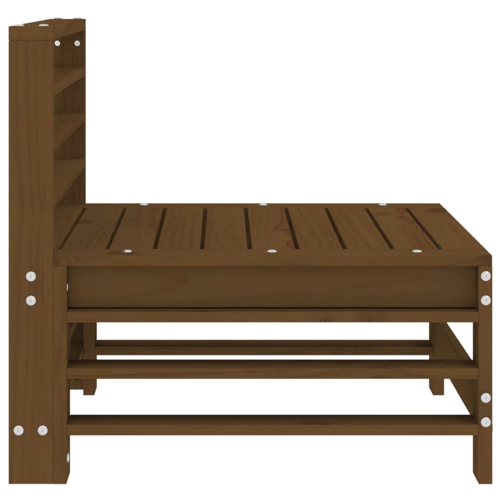 Solid Wood Pine Garden Middle Sofa - Honey Brown Finish