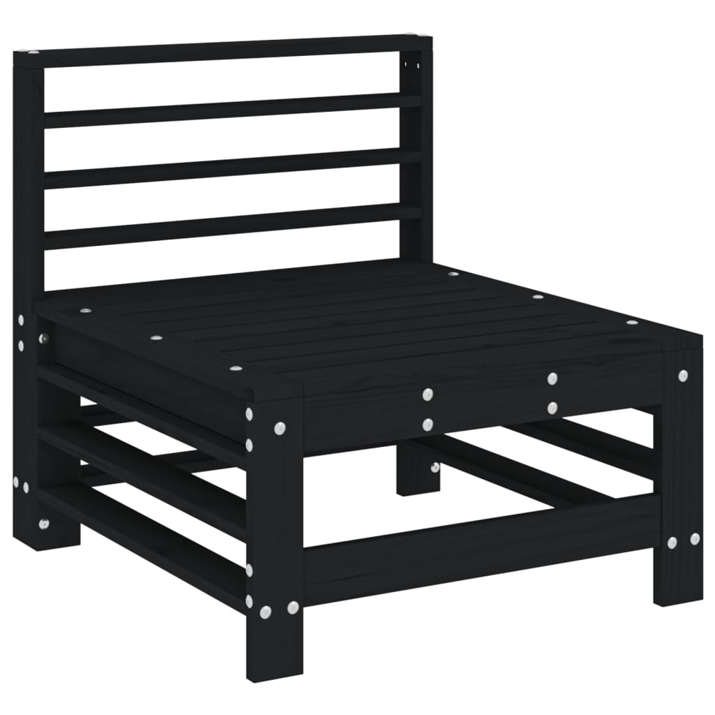 Elegant Black Pine Wood Garden Middle Sofa