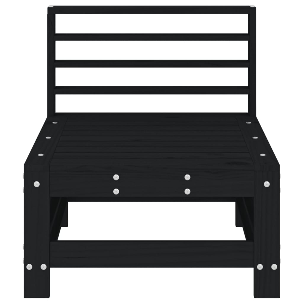 Elegant Black Pine Wood Garden Middle Sofa