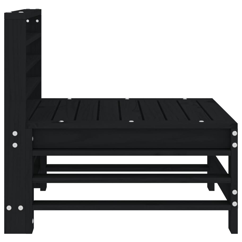 Elegant Black Pine Wood Garden Middle Sofa