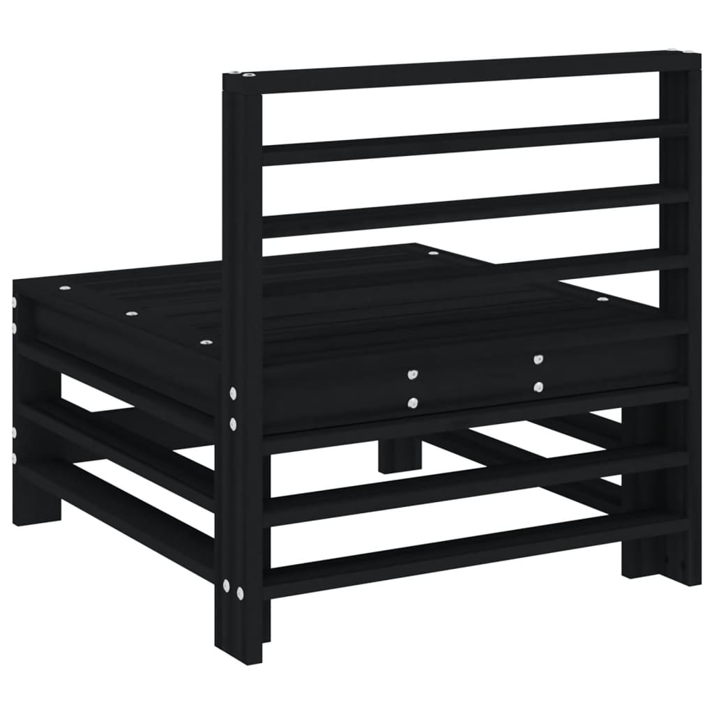 Elegant Black Pine Wood Garden Middle Sofa