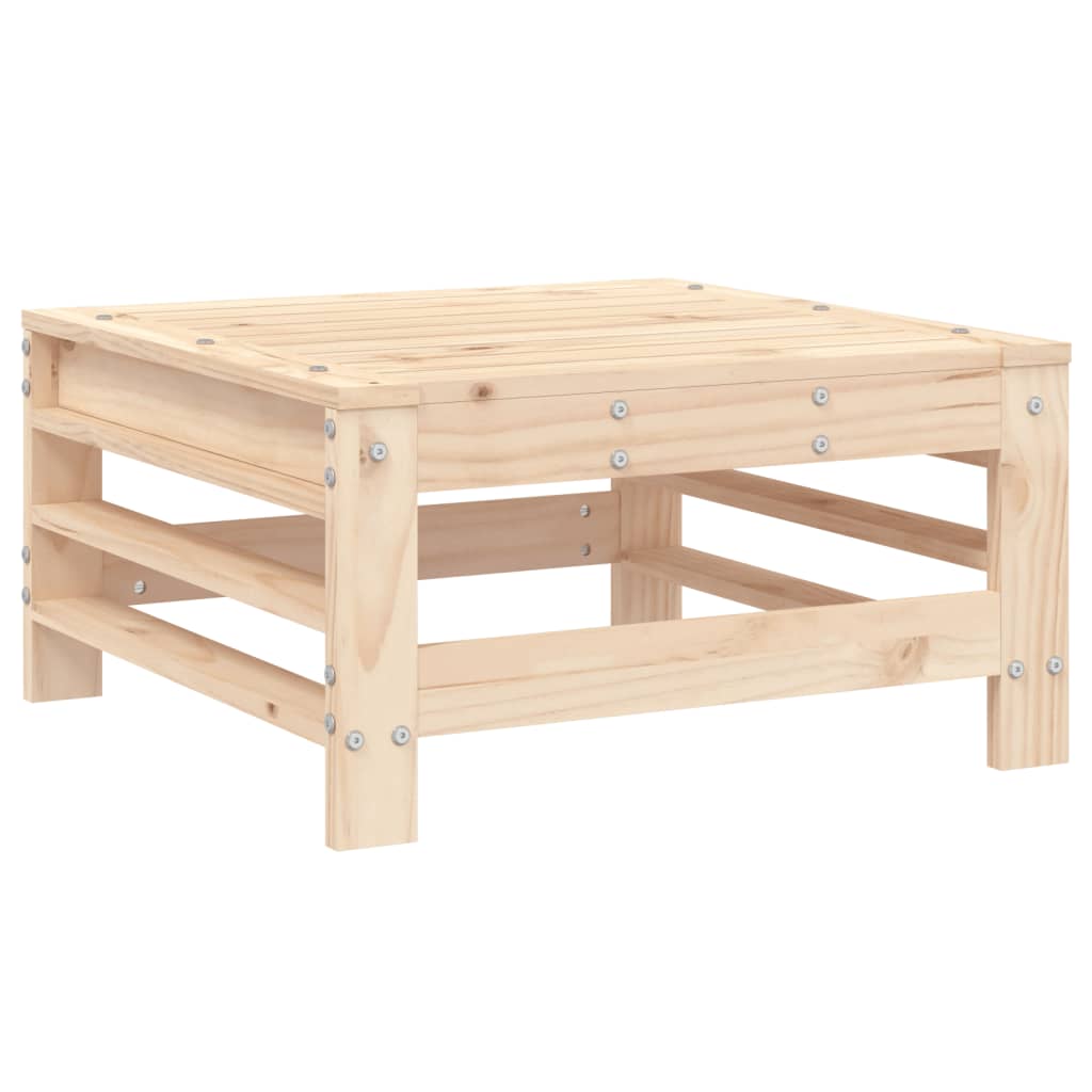 Solid Pine Wood Garden Footstool - Natural Finish