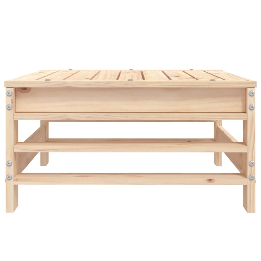Solid Pine Wood Garden Footstool - Natural Finish
