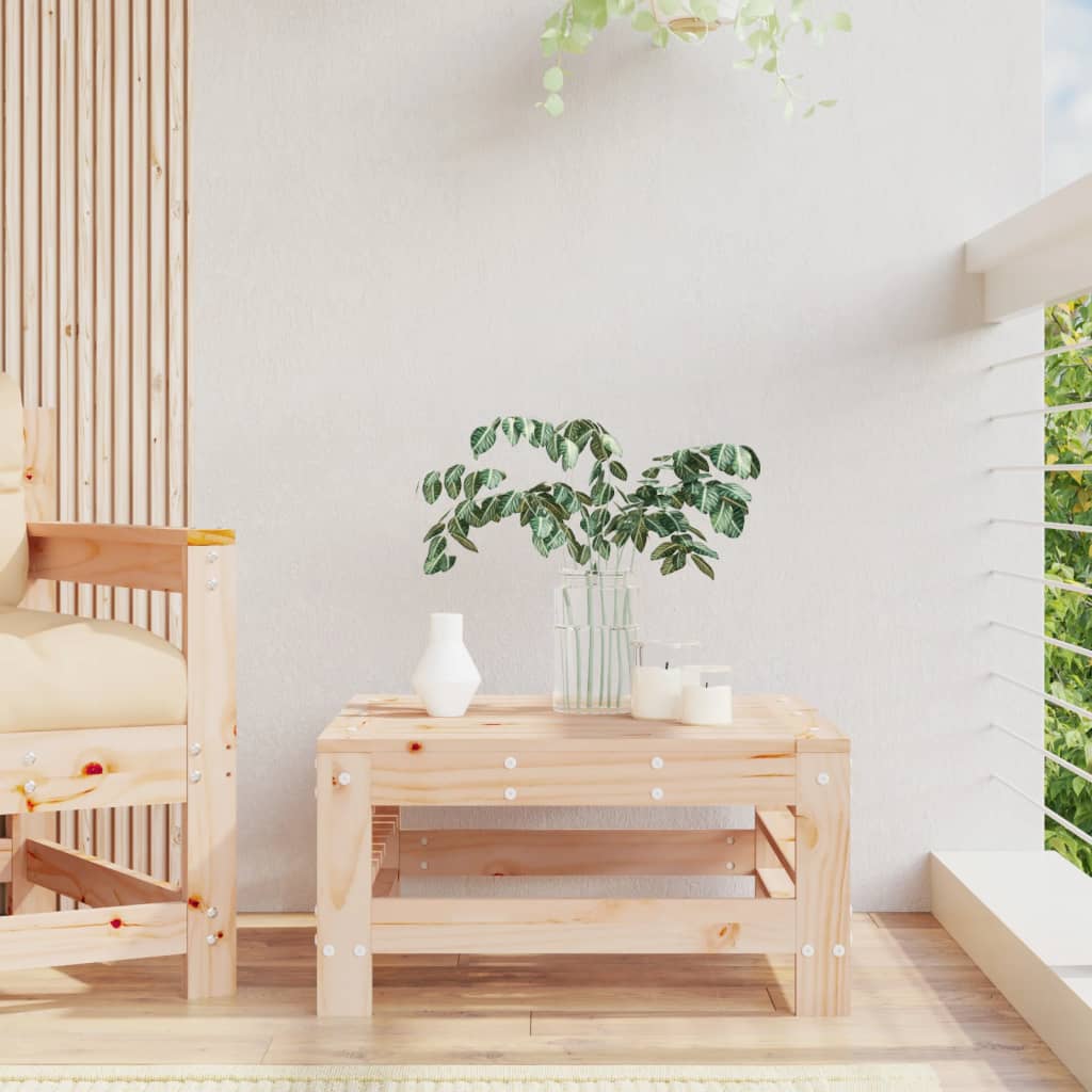 Solid Pine Wood Garden Footstool - Natural Finish