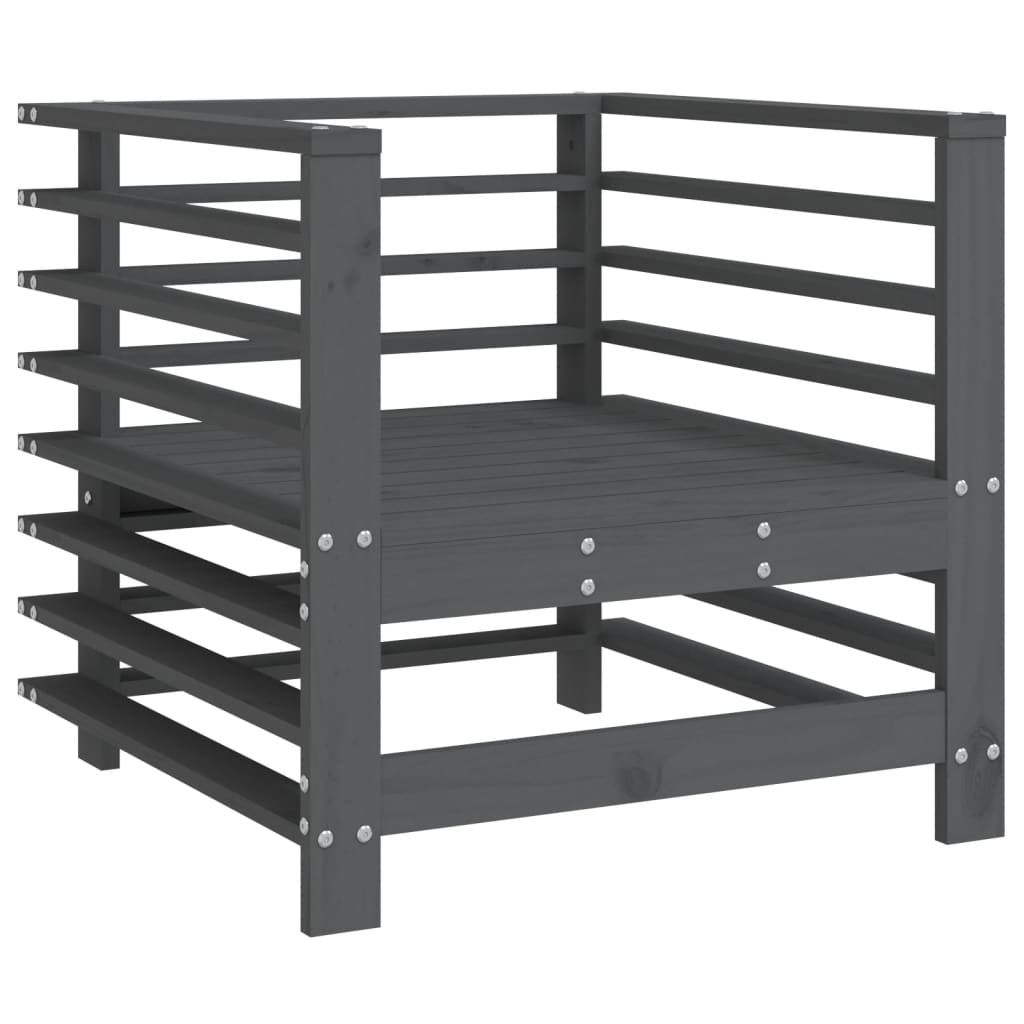 2-Piece Grey Solid Pine Garden Chairs - Durable & Stylish Outdoor Seating