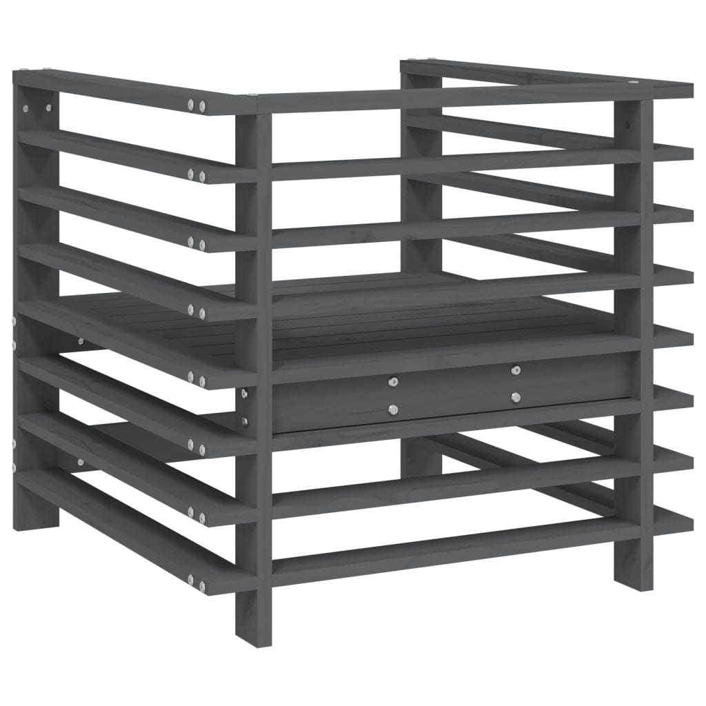 2-Piece Grey Solid Pine Garden Chairs - Durable & Stylish Outdoor Seating