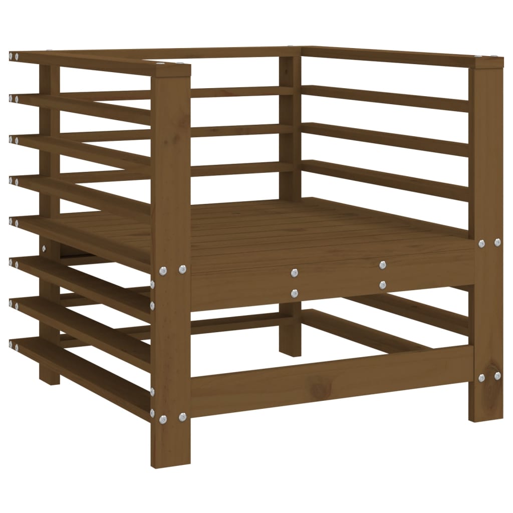 Honey Brown Pine Wood Garden Chairs Set - 2 Pieces