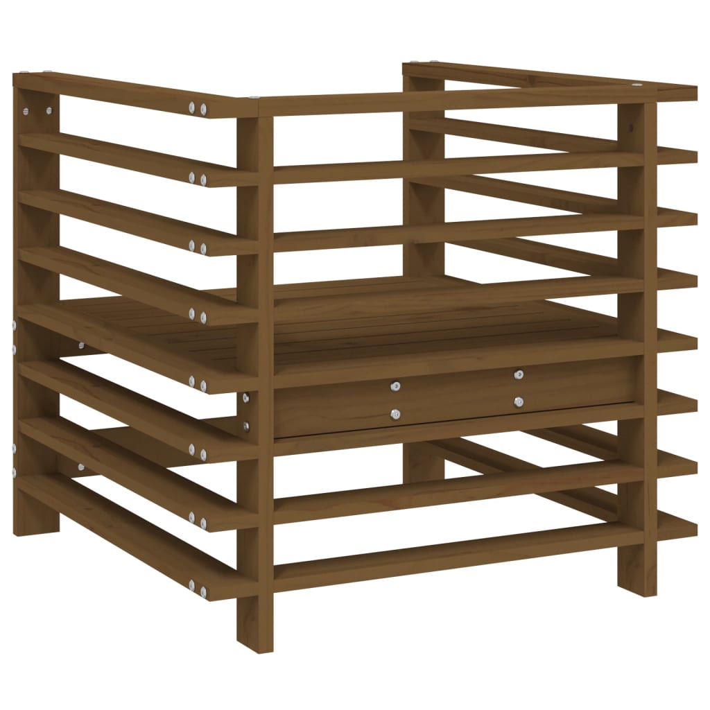 Honey Brown Pine Wood Garden Chairs Set - 2 Pieces