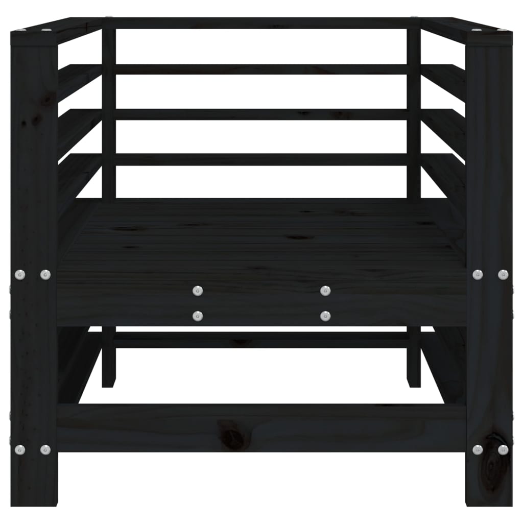 Set of 2 Black Solid Pine Wood Garden Chairs - Stylish Outdoor Seating