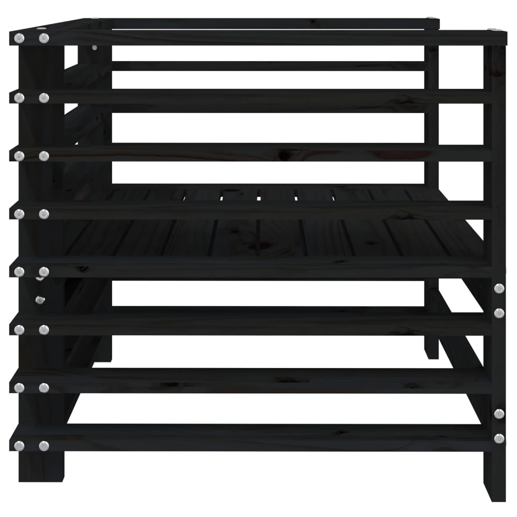 Set of 2 Black Solid Pine Wood Garden Chairs - Stylish Outdoor Seating