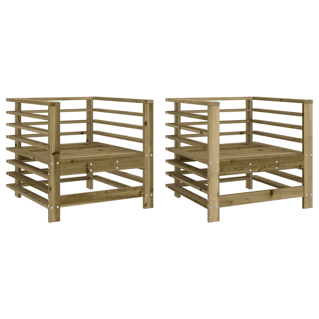 2x Impregnated Pine Wood Garden Chairs - Durable & Stylish