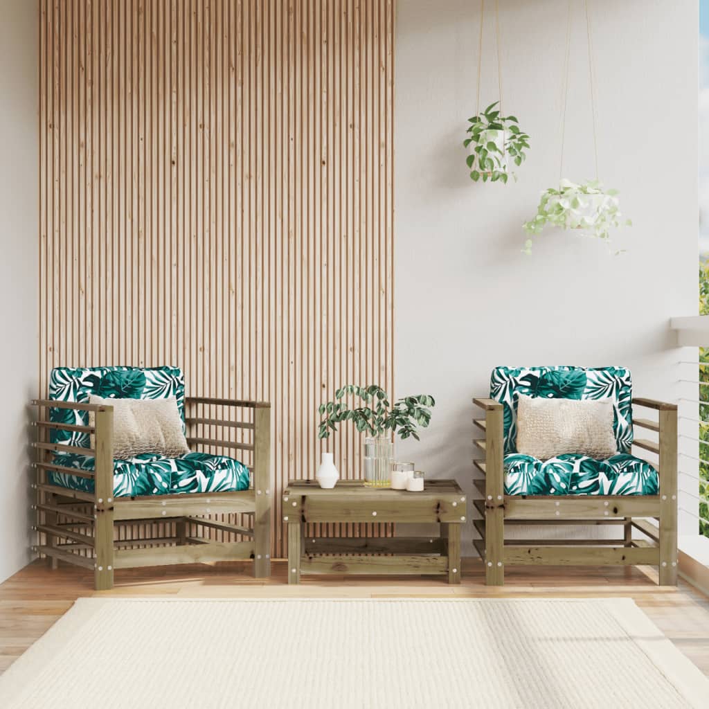 2x Impregnated Pine Wood Garden Chairs - Durable & Stylish
