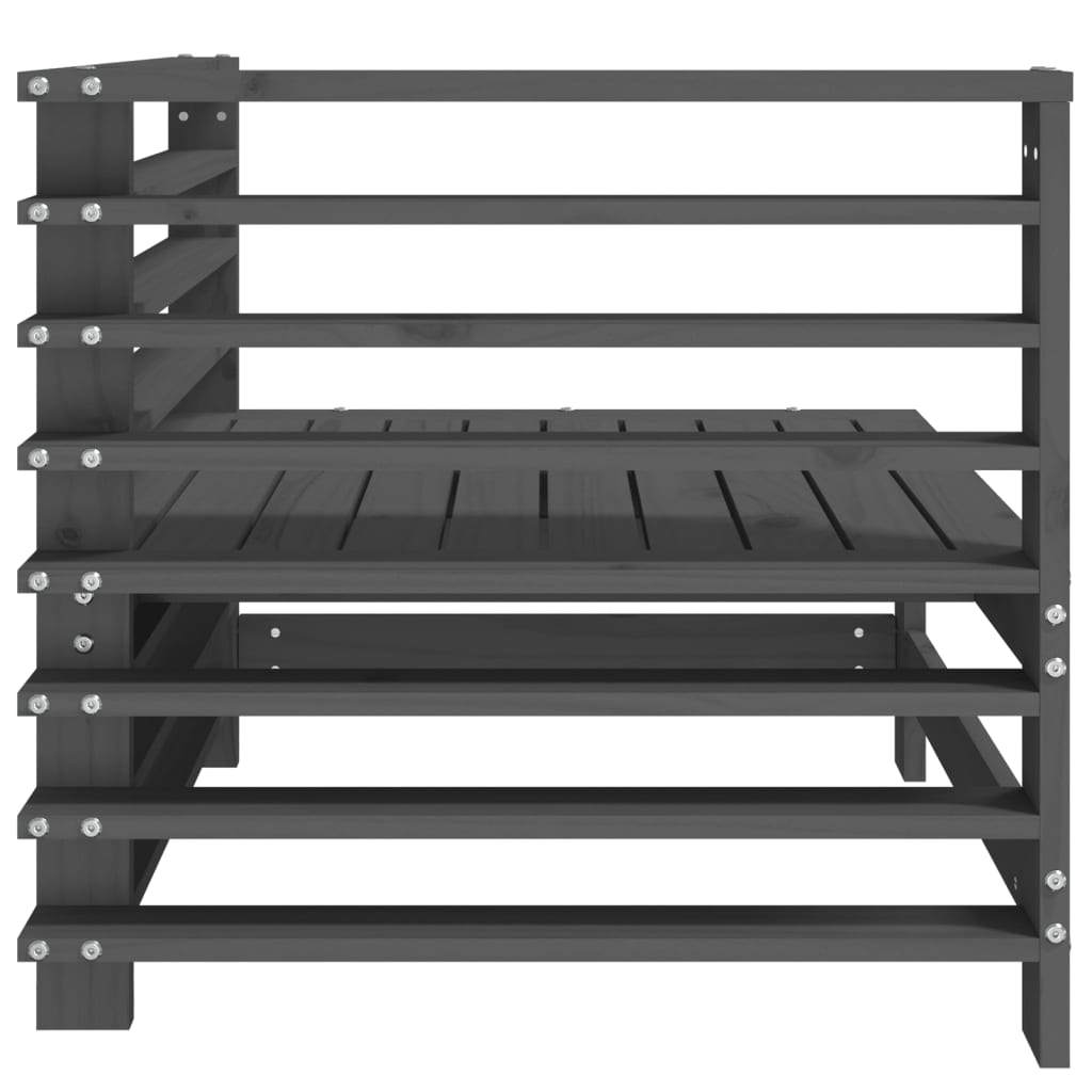 Grey Solid Wood Pine Garden Corner Sofas - 2 Piece Set