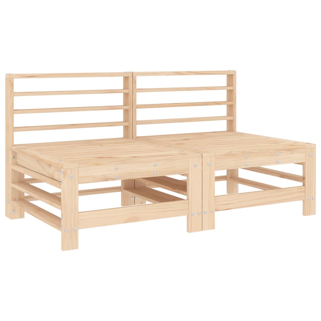 Solid Pine Wood Garden Middle Sofas Set - 2 Pieces