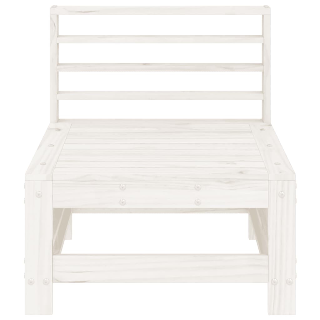 White Solid Pine Wood Garden Middle Sofas Set - 2 Pcs