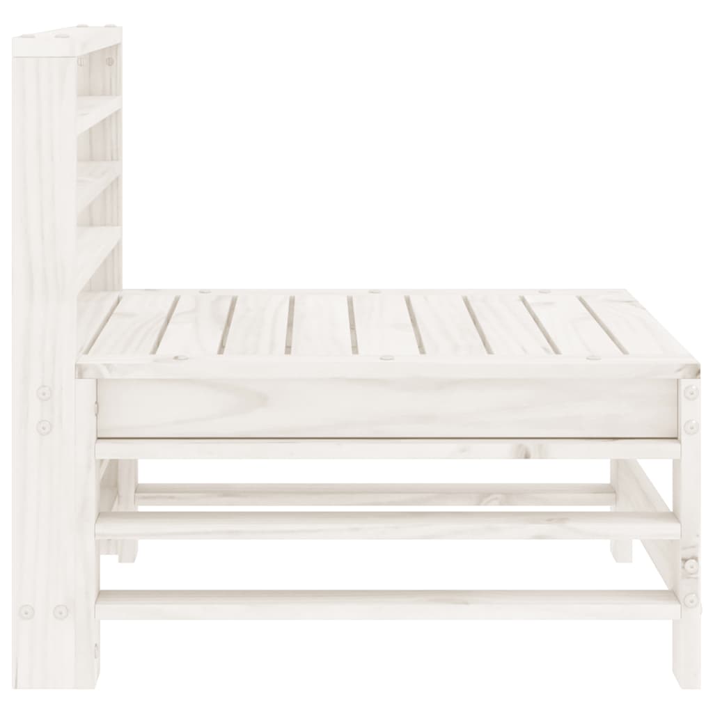 White Solid Pine Wood Garden Middle Sofas Set - 2 Pcs