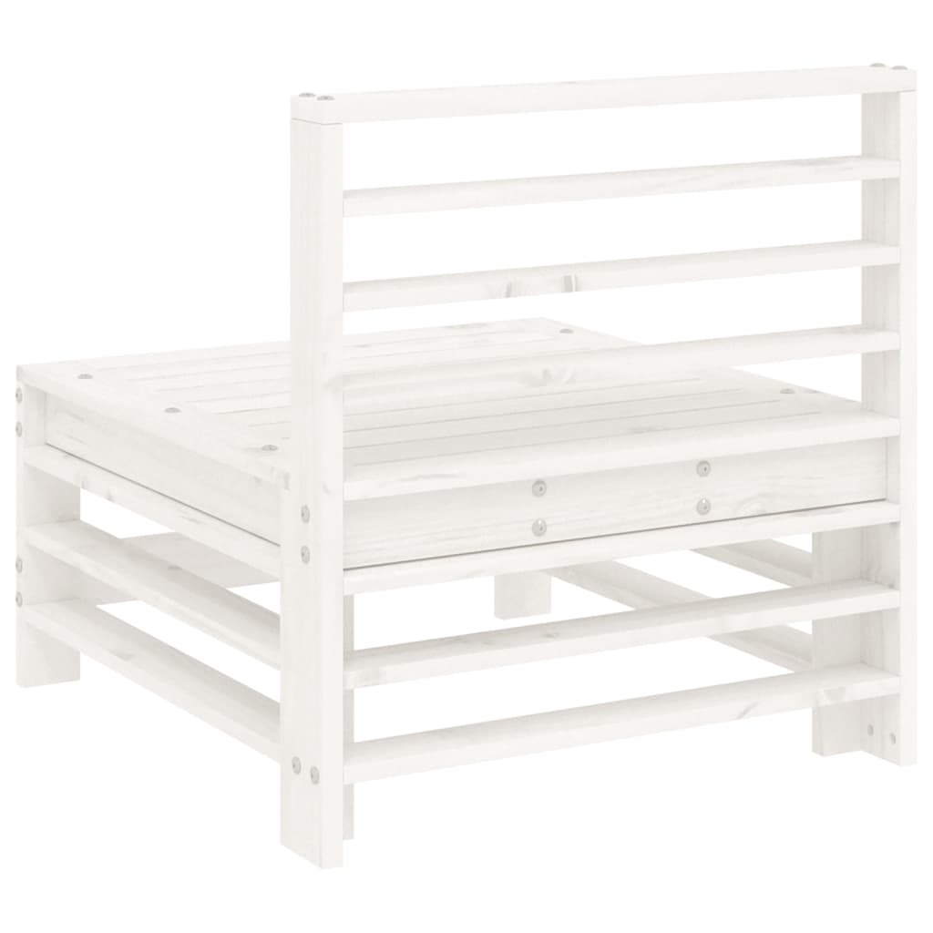 White Solid Pine Wood Garden Middle Sofas Set - 2 Pcs