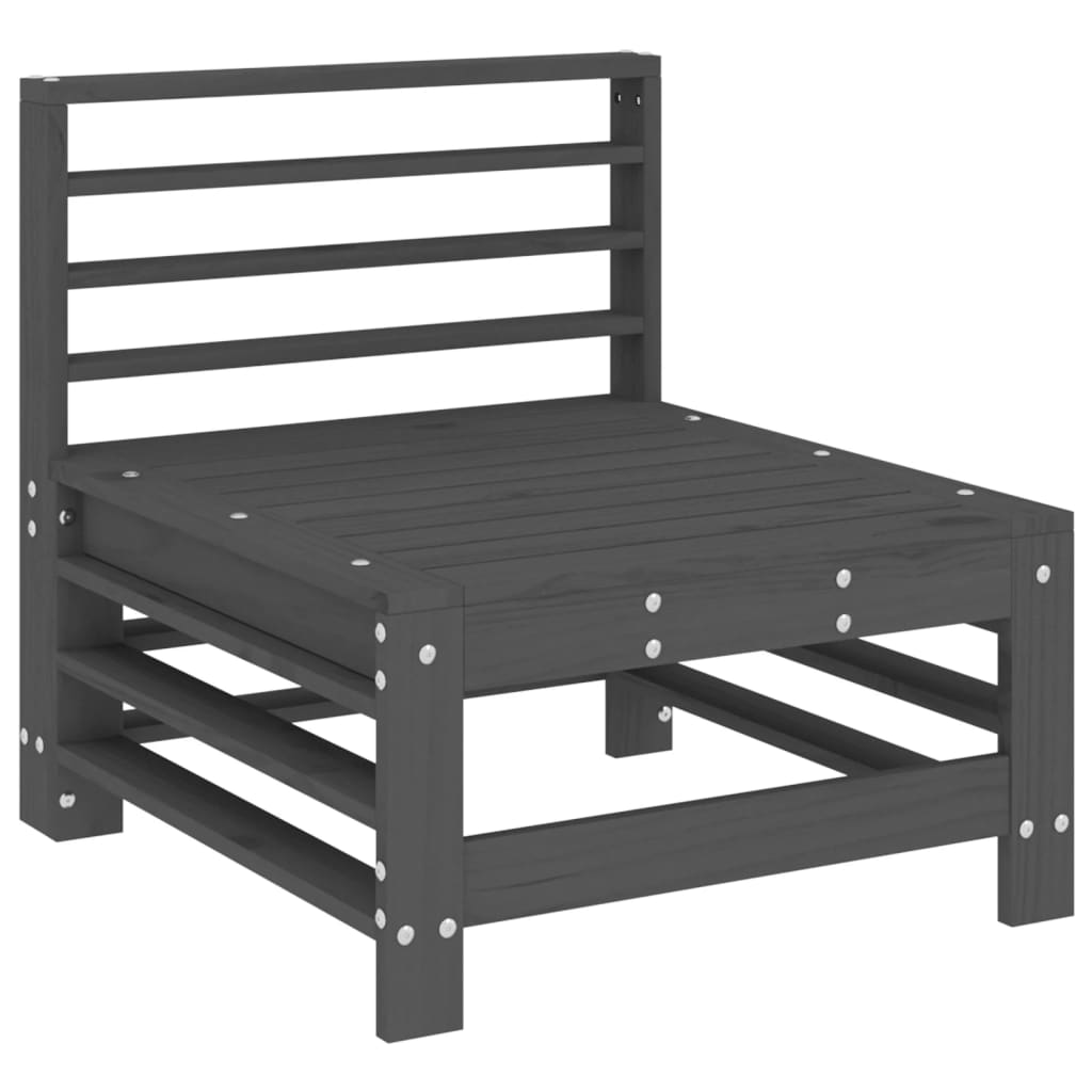 2-Piece Grey Solid Wood Pine Garden Middle Sofas