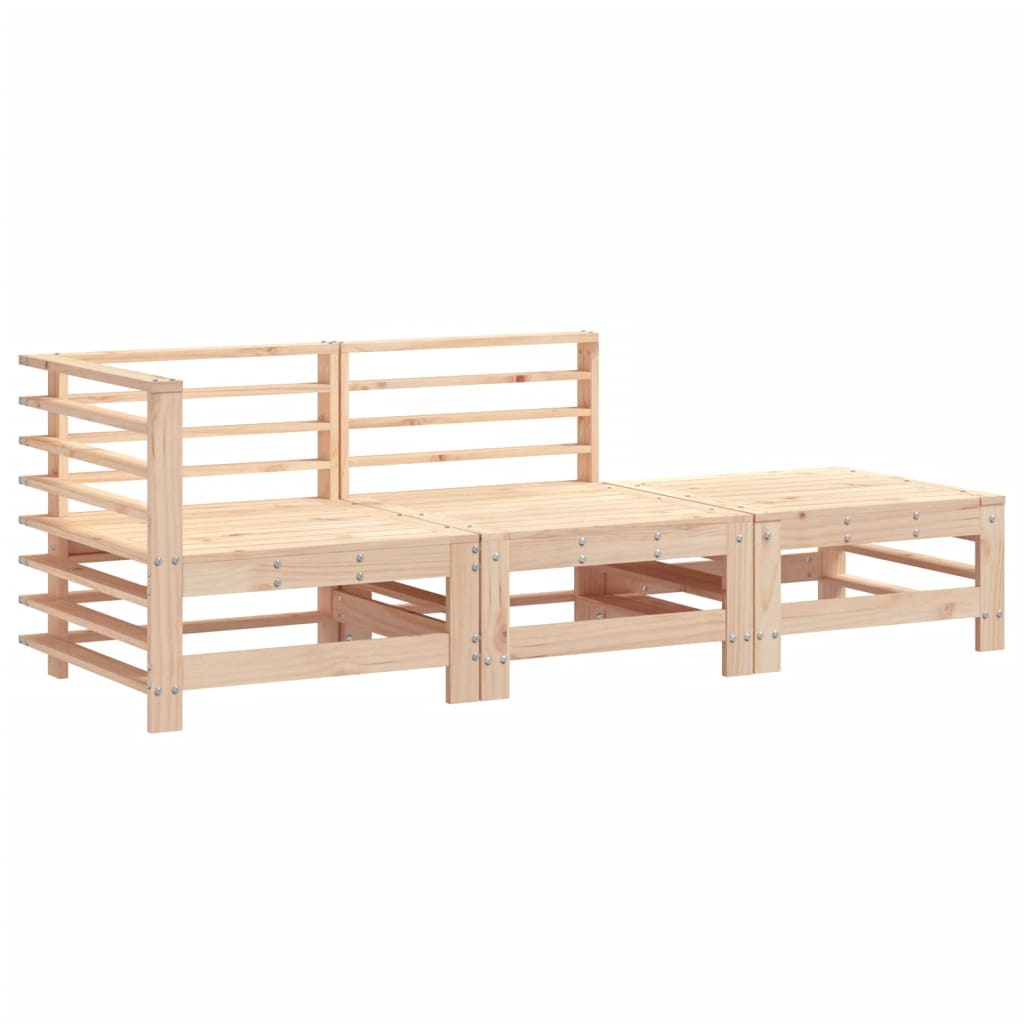 3-Piece Solid Pine Garden Lounge Set - Durable & Stylish