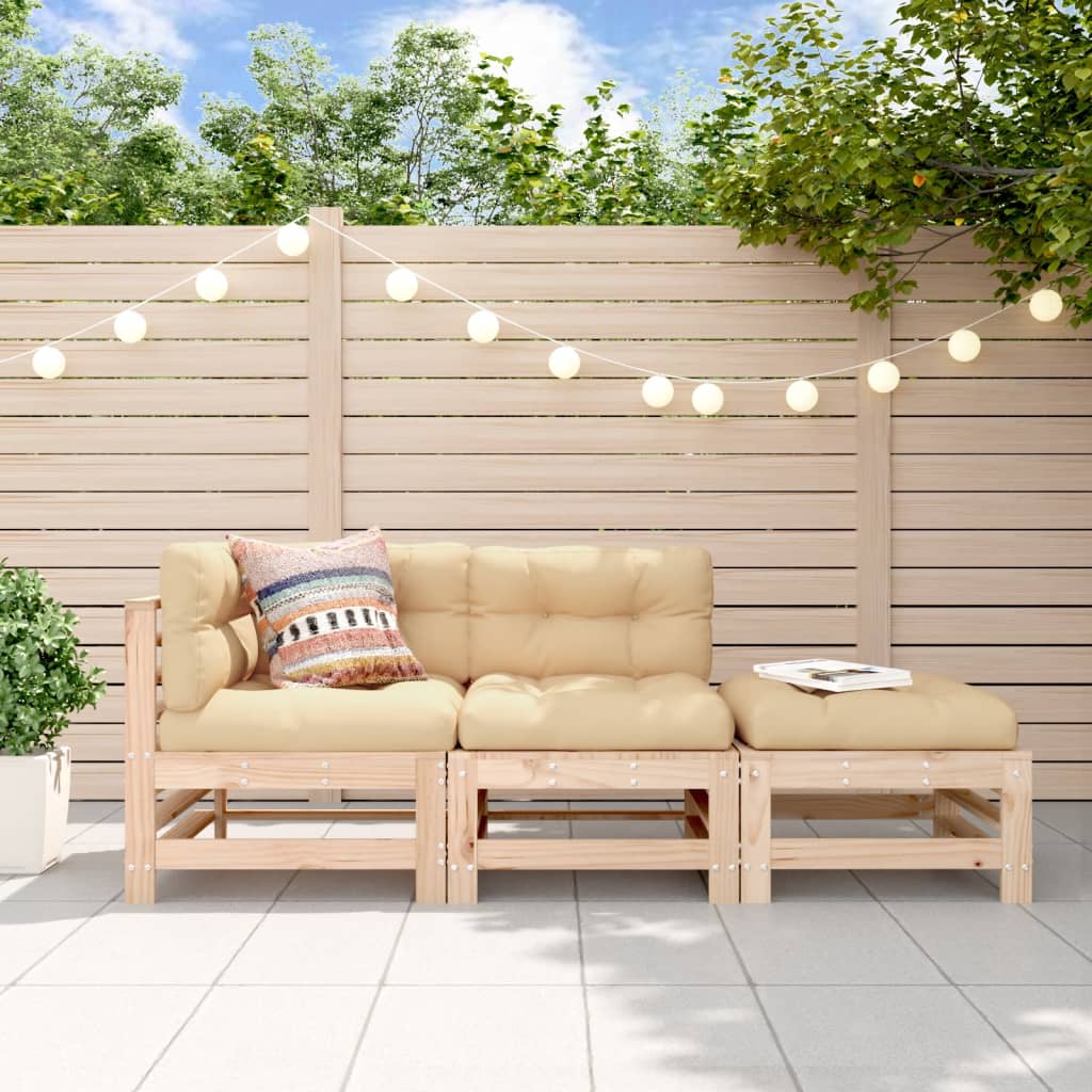 3-Piece Solid Pine Garden Lounge Set - Durable & Stylish