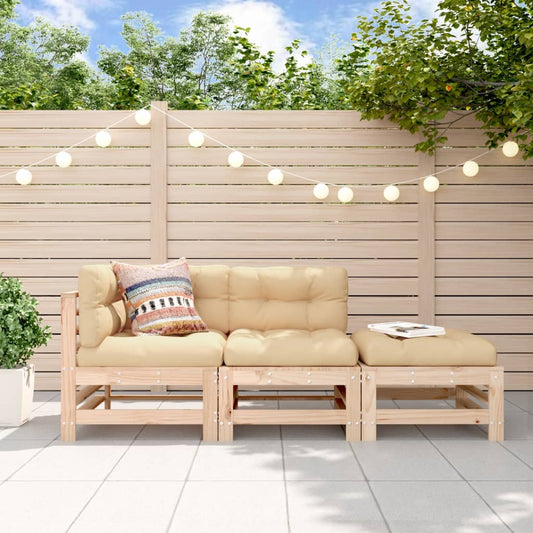 3-Piece Solid Pine Garden Lounge Set - Durable & Stylish