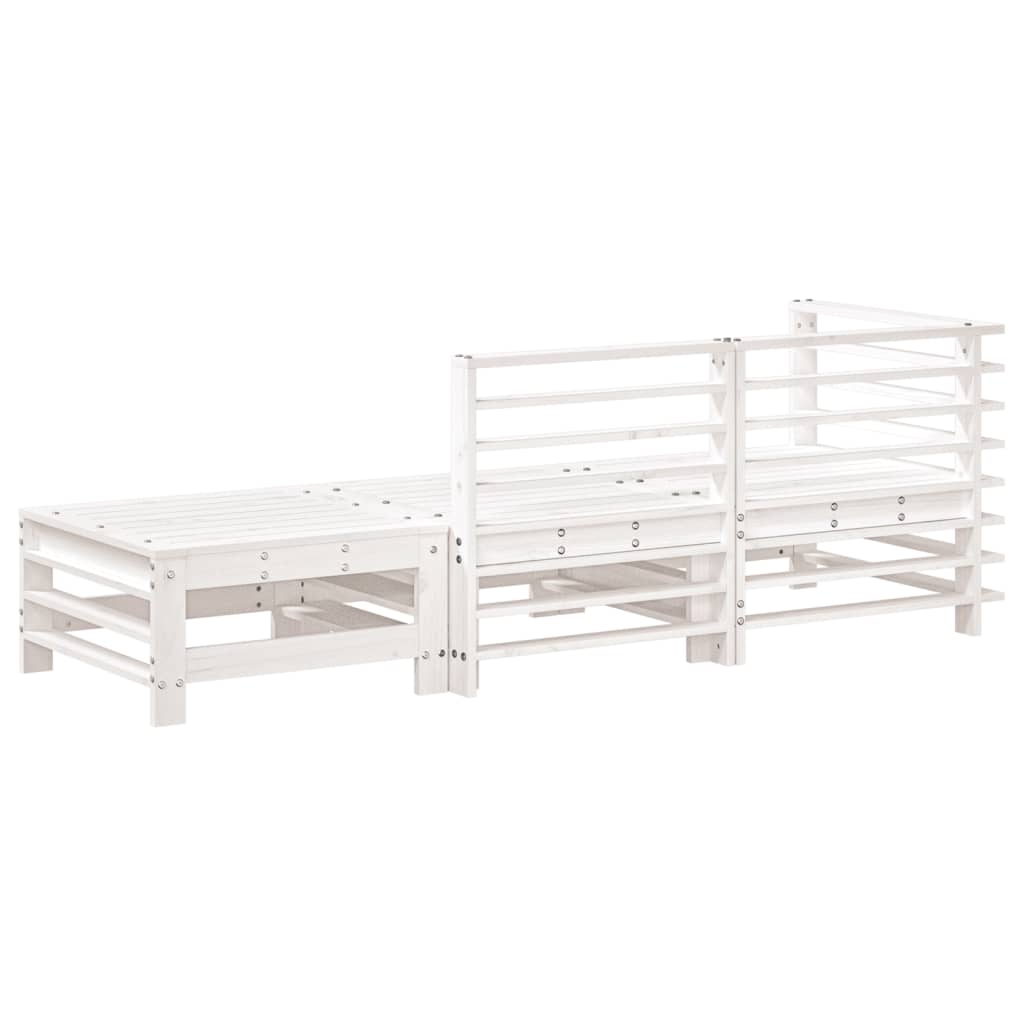 White Solid Pine 3-Piece Garden Lounge Set - Stylish & Durable