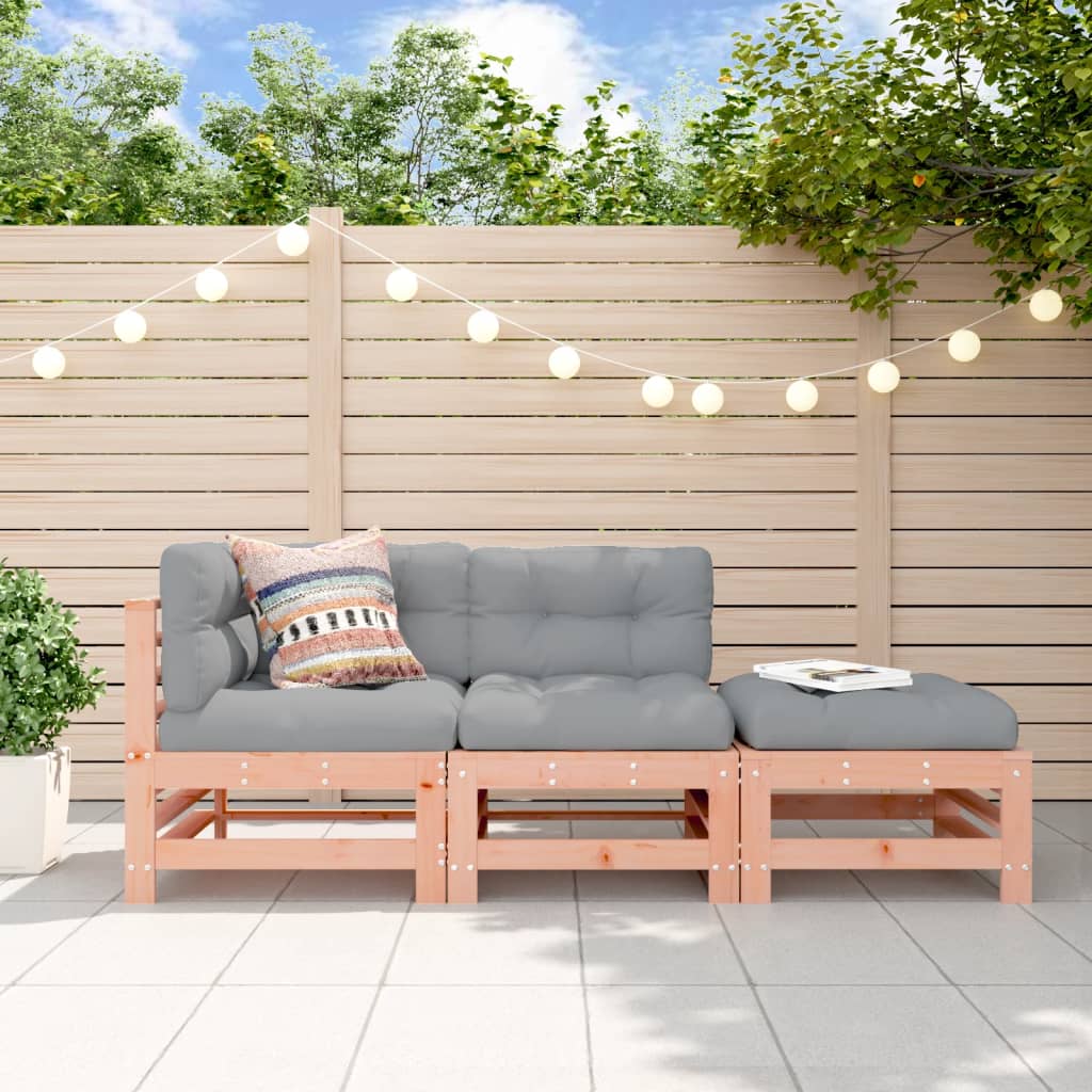3 Piece Douglas Wood Garden Lounge Set - Solid & Stylish