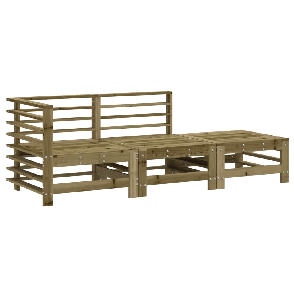 Stylish 3-Piece Pine Wood Garden Lounge Set - Impregnated Finish