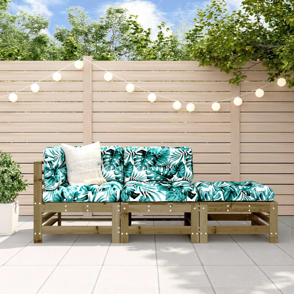 Stylish 3-Piece Pine Wood Garden Lounge Set - Impregnated Finish