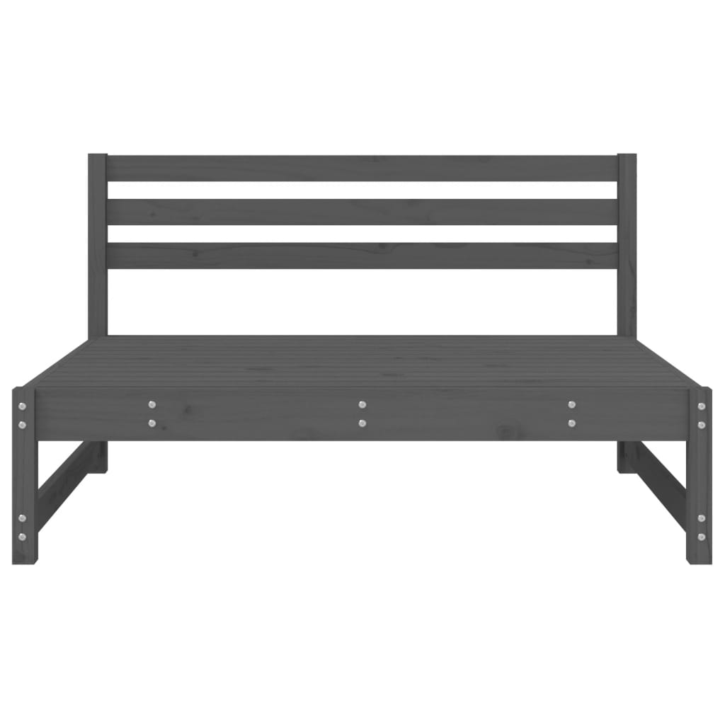 Solid Pine Grey Garden Middle Sofa 120x80 cm