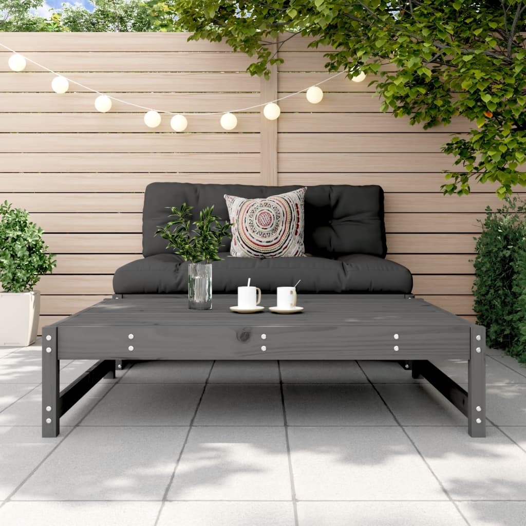 Solid Pine Garden Footstool - Grey, 120x80 cm