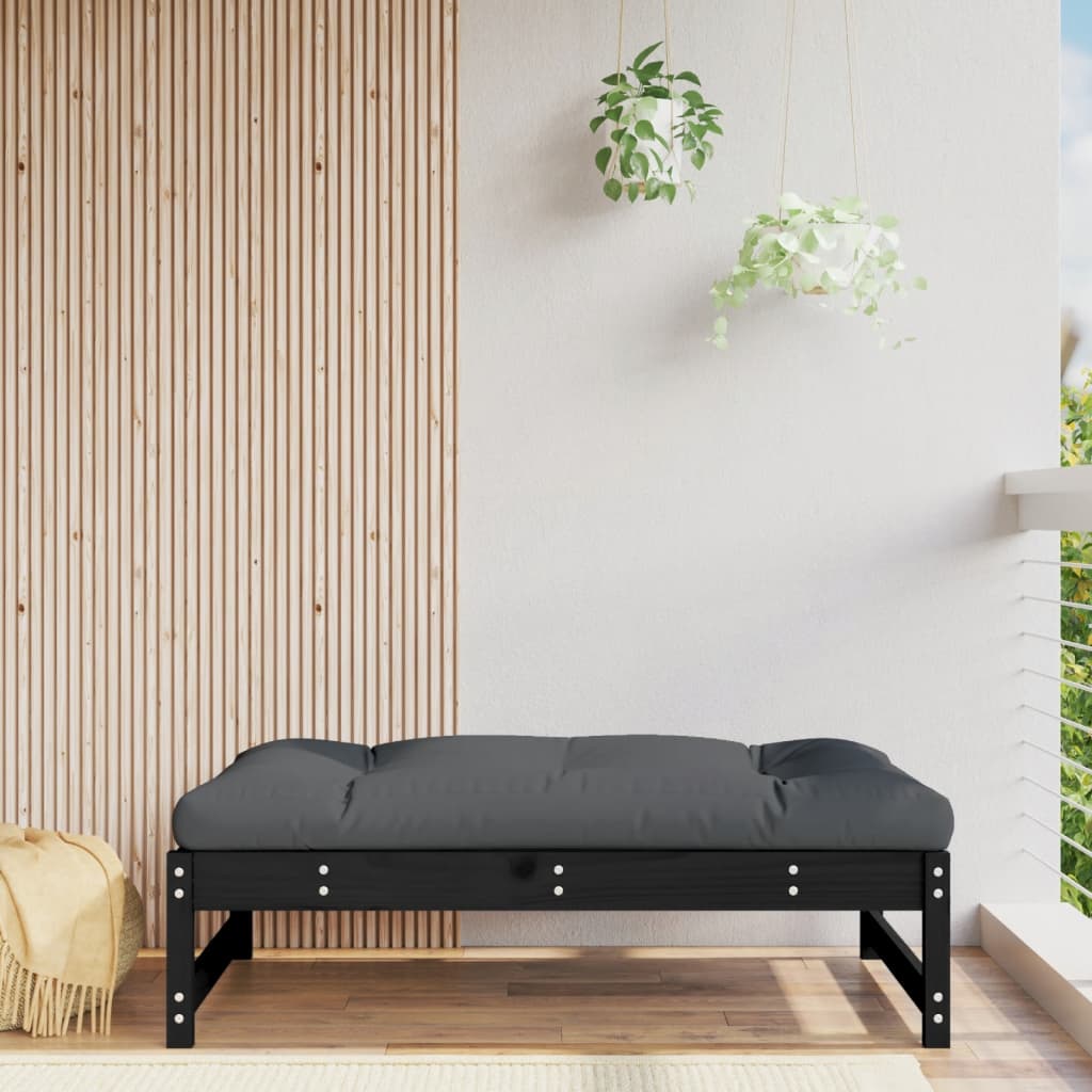 Black Solid Pine Garden Footstool 120x80 cm - Stylish & Durable