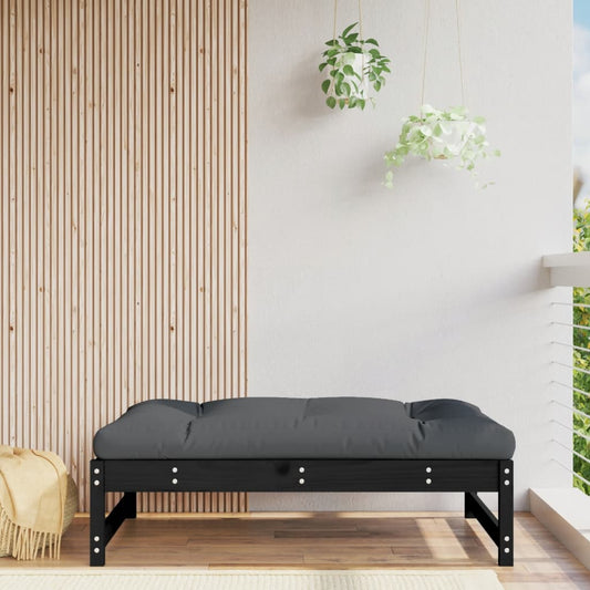 Black Solid Pine Garden Footstool 120x80 cm - Stylish & Durable