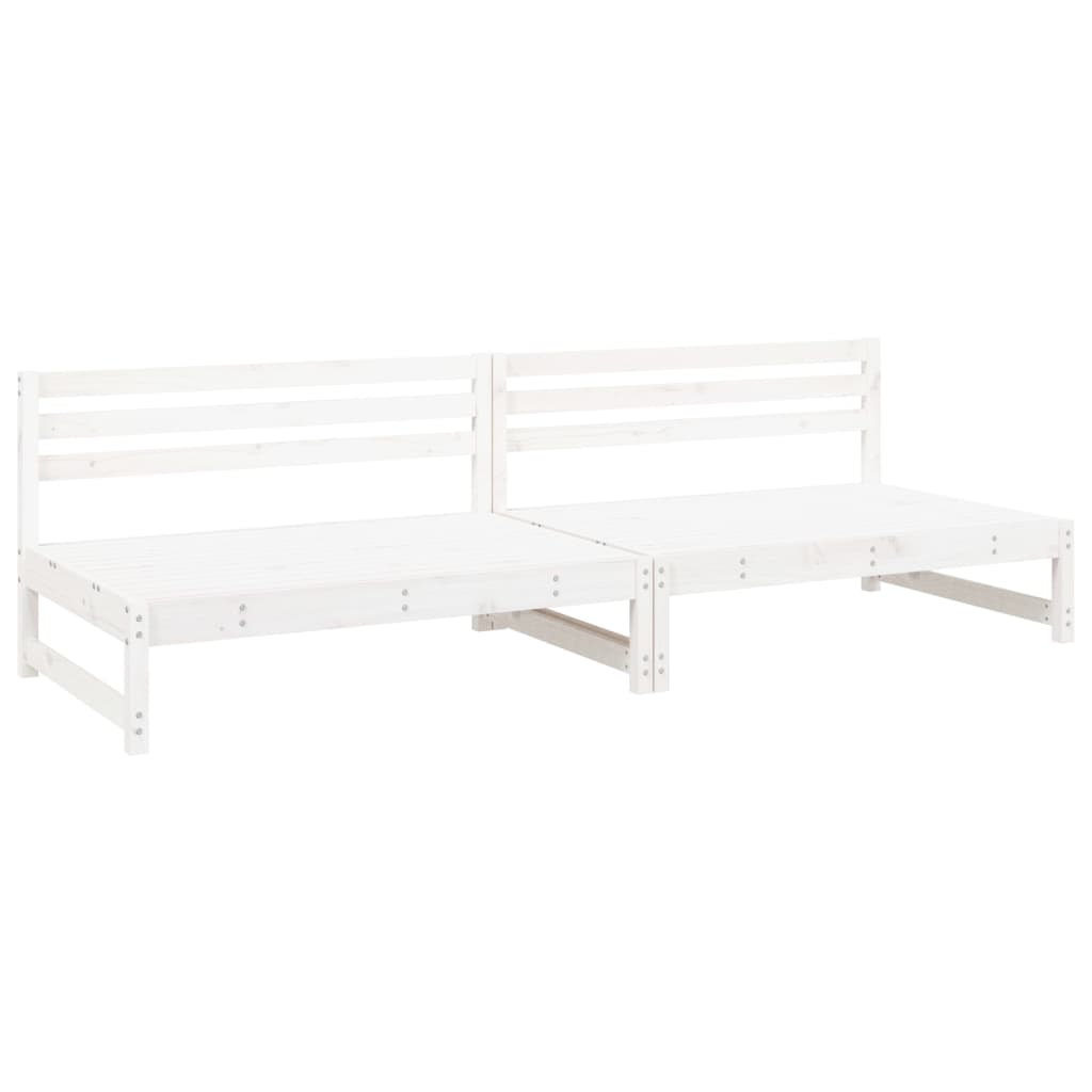 Solid Pine Wood Garden Sofas Set, 2 pcs, 120x80 cm, White Finish