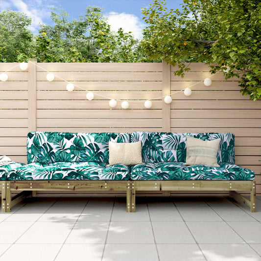 Outdoor Garden Sofas Set 2 pcs, Pine Wood 120x80 cm, Impregnated