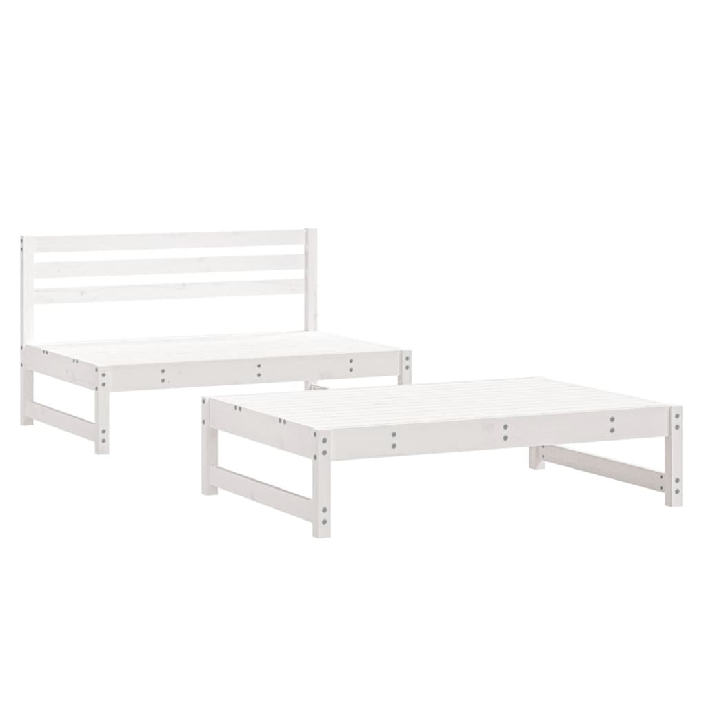2-Piece White Pine Garden Lounge Set - Solid Wood Comfort