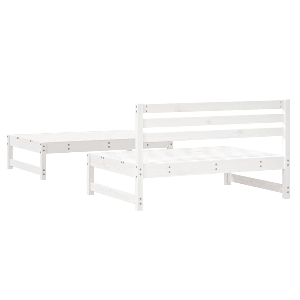 2-Piece White Pine Garden Lounge Set - Solid Wood Comfort