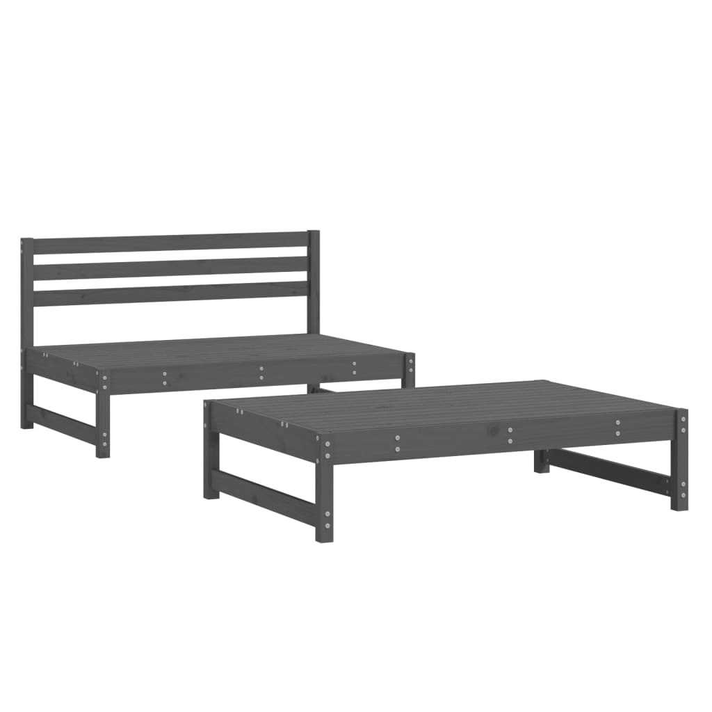 Stylish 2-Piece Grey Garden Lounge Set in Solid Pine Wood